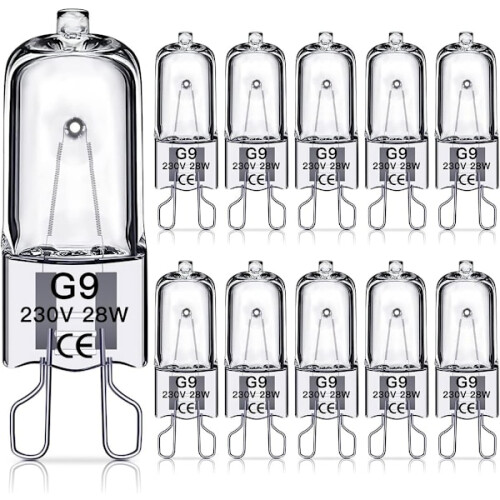 Becuri halogene G9, 28W, 230V, pachet de 10, 28W
