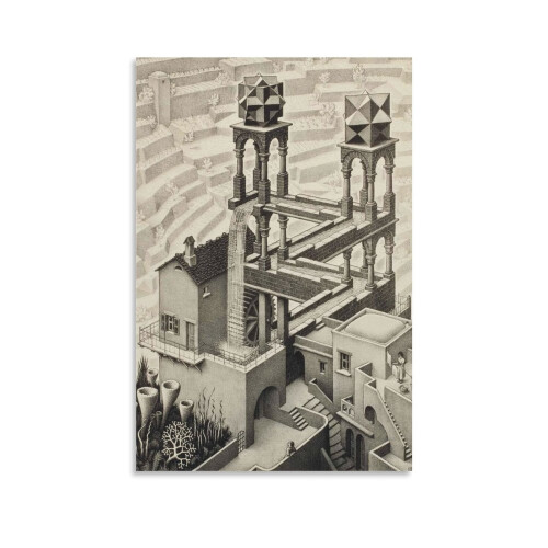 Αφηρημένη εκτύπωση MC Escher, ασπρόμαυρη αφίσα, 24x36 ίντσες (60x90εκ.), Τέχνη τοίχου σε