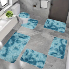 Conjunto de tapetes para banheiro Ikohbadg com 6 peças, extra macio, antiderrapante, microfibra absorvente, lavável, secagem rápida - Azul,