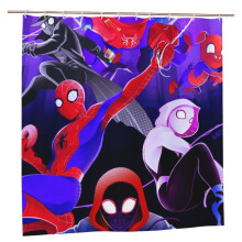 Perdea de duș din poliester impermeabilă cu tema Spider-Verse, decor pentru baie, kit pentru perdea de duș cu cârlige, 72X72Inches