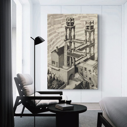 Αφηρημένη εκτύπωση MC Escher, ασπρόμαυρη αφίσα, 24x36 ίντσες (60x90εκ.), Τέχνη τοίχου σε 2
