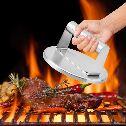 Nonrust Steel Burger Press with Ergonomic Handle for Even Cooking and MultiIngredient Use 1