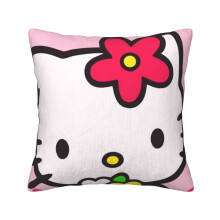 Husă de pernă Hello Kitty din catifea reiată moale, 45x45 cm, față de pernă decorativă pentru canapea, dormitor, pat, scaun și sufragerie