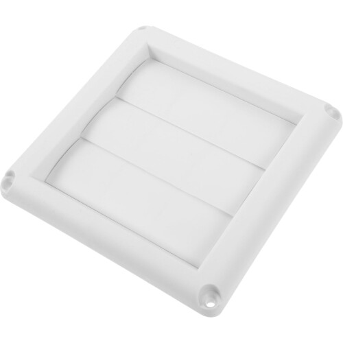 Tampa de ventilação para secadora com venezianas de 4 polegadas, design elegante e moderno, saída de ar externa estilo veneziana, plástico branco.