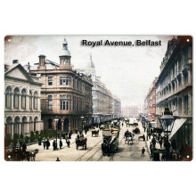 Μεταλλική πινακίδα vintage από κασσίτερο Royal Avenue Belfast, πινακίδες εξωτερικού χώρου,