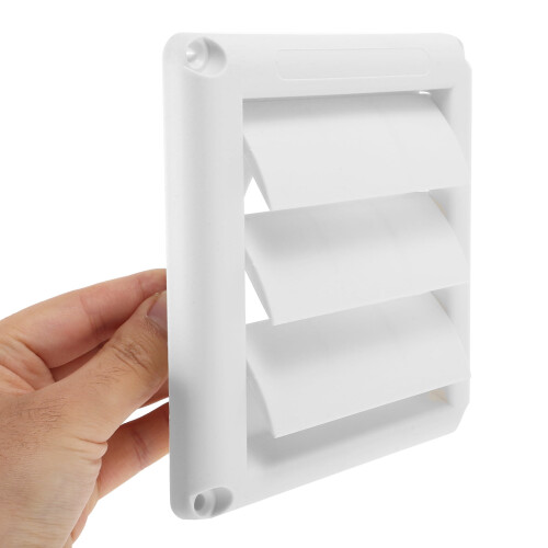 Tampa de ventilação para secadora com venezianas de 4 polegadas, design elegante e moderno, saída de ar externa estilo veneziana, plástico branco. 2