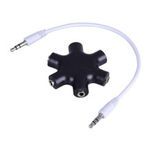 Divisor de áudio para fone de ouvido Zonghan1to5 de 3,5 mm em formato de neve, 5 vias, 6 portas, adaptador fêmea-macho, cabo estéreo, acessórios.