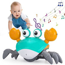 Brinquedo para Bebê e Criança de 1 Ano, Caranguejo Interativo com Sensor e Luz LED que Rasteja, Ideal para Bebês de 6 a 24 Meses (Menino ou