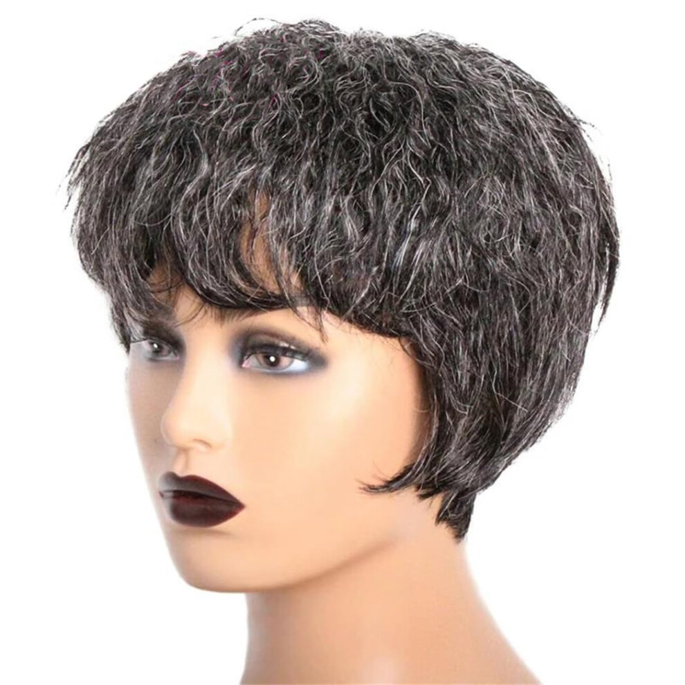 Unisex Short Curly Human Hair Wig With Bangs Brazilian Remy Glueless Natural Texture Low Maintenance Style