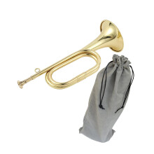 Scout Bugle Brass Bugle Music Instrument Classic Style with Mouthpiece Cavalry Trumpet Marching Bugle for Orchestra Band Adults B