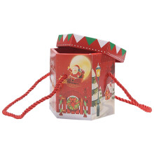Yakbaofuo Kerst Hexagon Kerst Kerst Fruitdoos Draagtas Touw Snoepdoos Kerst Kerst Fruitkoekjes Creatieve Cadeau Bakpapier Doos