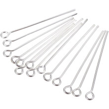 Schachtel mit 200 Stück Messing-Ösenstiften, cadmium- und bleifrei, silberfarben, 30 x 0,7 mm, Lochdurchmesser: 2 mm
