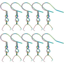 1 Schachtel 50 Stück Ohrhaken aus Edelstahl 304 in Regenbogenfarben mit französischen Ohrhaken und Eispickel-Ösen