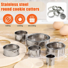 Clinaoy1Set Cookie Cutter Rustfrit Stål Cirkel Kiksudstikker Nem Cookie Forming Dejværktøj Til Hjemmet
