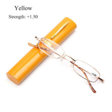 Lesebrille mit Stifteetui, gelbe Stärke 1,50