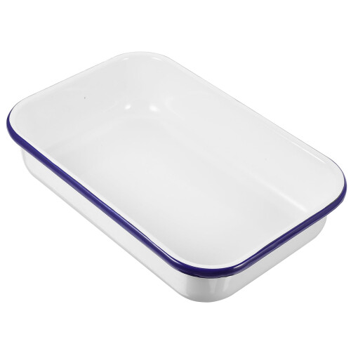 Eease Enamel Baking Pan Oblong Cake Dish Lasagna Tray White 2