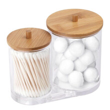 Recipiente transparente de acrílico para algodão da Slhljlinbathroom Products, usado para cotonetes.