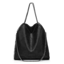 Schoudertas voor dames, luxe handtas met ketting, zachte tas, crossbodytas voor dames, zwart - WELLNGS