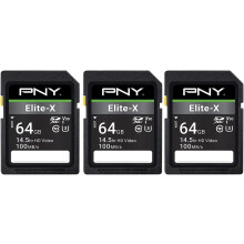 Κάρτα μνήμης flash Elite-X Class10U3V30SDXC 64GB, 3 τεμάχια - 100MB/s, Class10, U3, V30, 4K UHD, Full HD, UHS-I,
