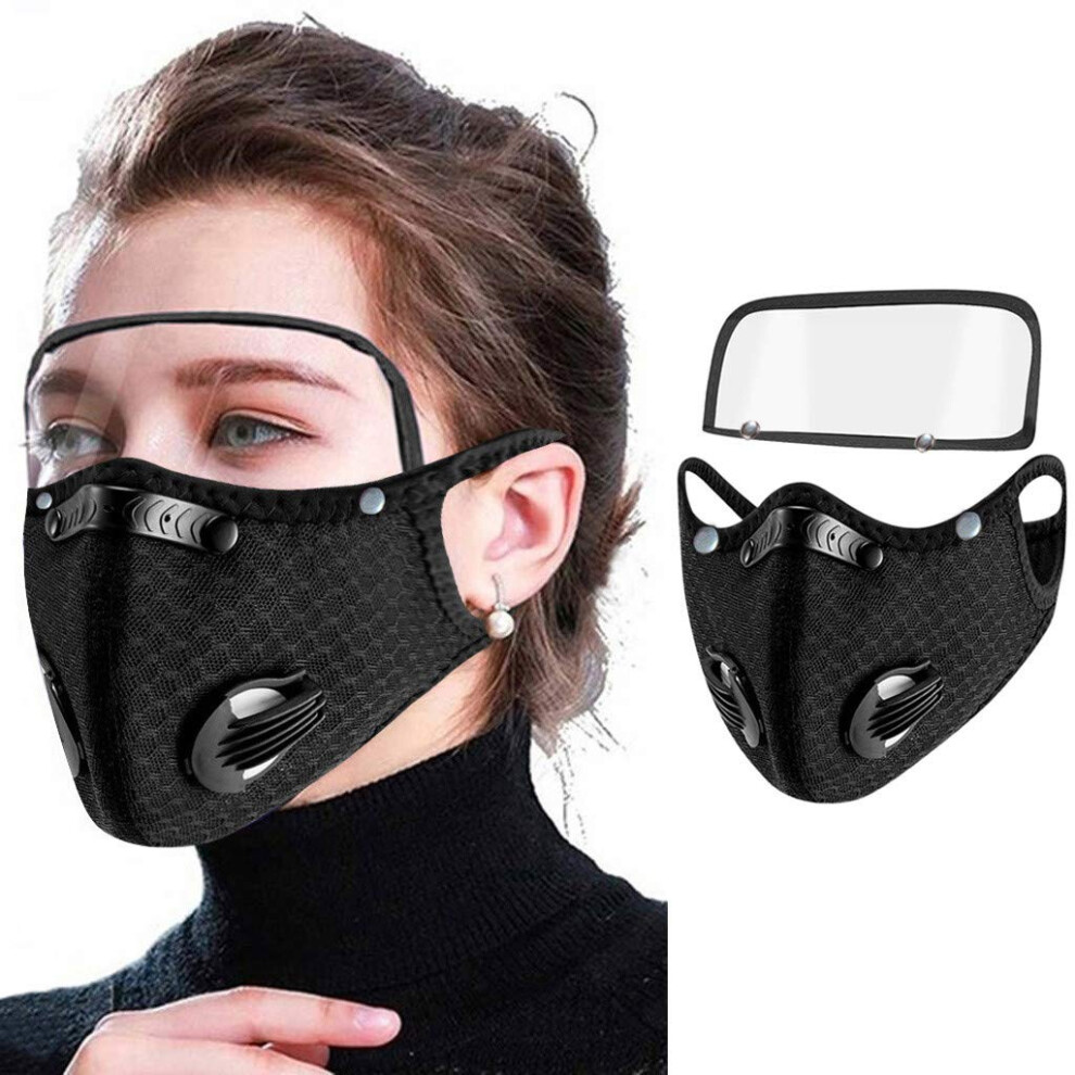 Reusable Face Mask With Breathing Valve And Detachable Eye Shield For Adults, Dustproof Protection 9113335004511