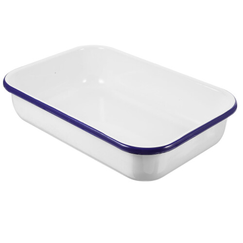 Eease Enamel Baking Pan Oblong Cake Dish Lasagna Tray White 1