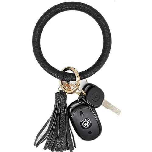 Bracelet porte-clés rond en cuir