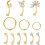 Jstyle12pcs16G Κοσμήματα Piercing Rook, Δαχτυλίδια φρυδιών από ανοξείδωτο ατσάλι με καμπύλη 8