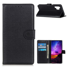 Compatibil cu Samsung Galaxy A32 5G - Carcasă cu textură Litchi - Negru Negru Negru