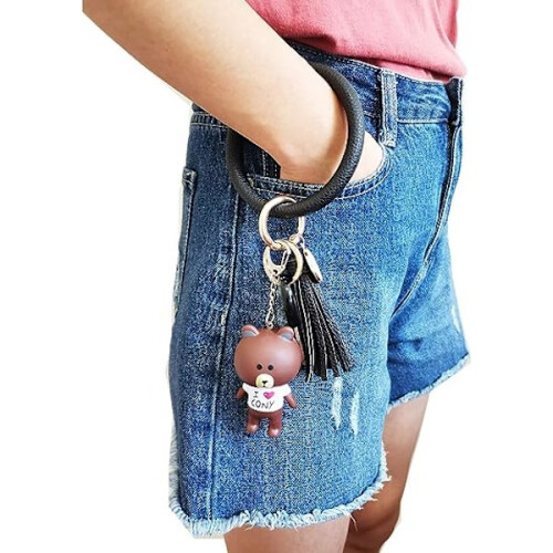 Bracelet porte-clés rond en cuir 2