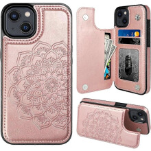 Compatibilă cu iPhone 15, carcasă cu suport pentru card, carcasă magnetică cu imprimeu floral pentru portofel compatibil cu iPhone 15, pentru