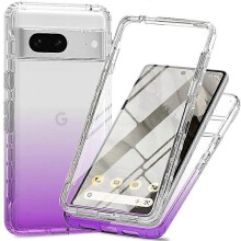 Compatibil cu Pixel7 5G Carcasă de telefon mobil hibridă 3-în-1 PC + TPU, rezistentă la șocuri, cu protecție de ecran PET - Perfet Purple