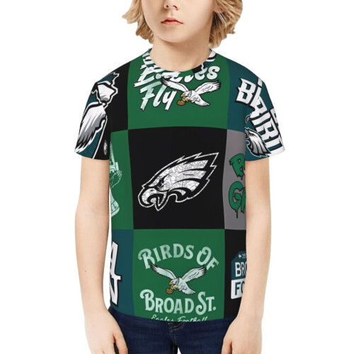 Μπλούζα με κοντό μανίκι Eagles για αγόρια και κορίτσια με λογότυπο αθλητικής ομάδας