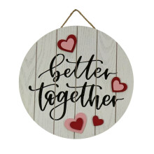 Dekoracja na drzwi wejściowe Herrenming Valentines, kompatybilna z gankiem w stylu wiejskim, rustykalna, drewniana, wisząca sztuka ścienna do