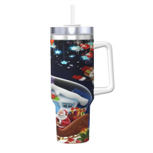 Personalisierter 1,2-Liter-Becher mit Henkel und Strohhalm – Edelstahl-Kaffeebecher mit Deckel, ideal für Reisen – Tolles Weihnachtsgeschenk