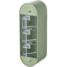 Organisateur d'épices mural, sans perçage, boîte de rangement à compartiments multiples (vert)
