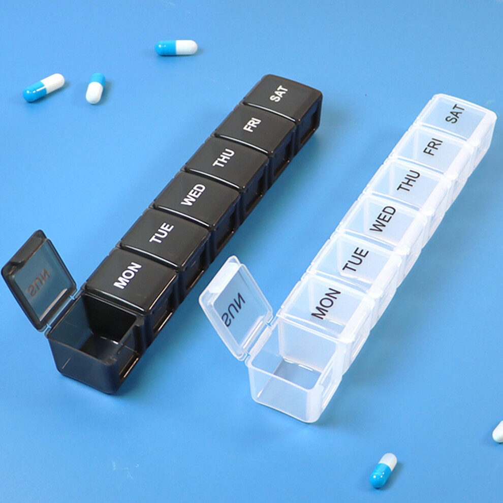 Hesroicy Visible Pill Case - Waterproof, Dust-Proof, Reusable, Seven Day Pill Dispenser with Date Markings, Home Supply