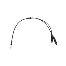1To2 3,5 mm-es mobiltelefon-headset mikrofon audio hosszabbító kábel (fekete)