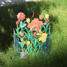 Miayilima Kleurrijke Tuin en Metalen Scherm 3-Panel Bloemen Terras & Tuin