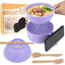MIUVA Ramen főzőtál pálcikával és kanállal, mikrohullámú sütőben és mosogatógépben is használható, instant tésztával kompatibilis,