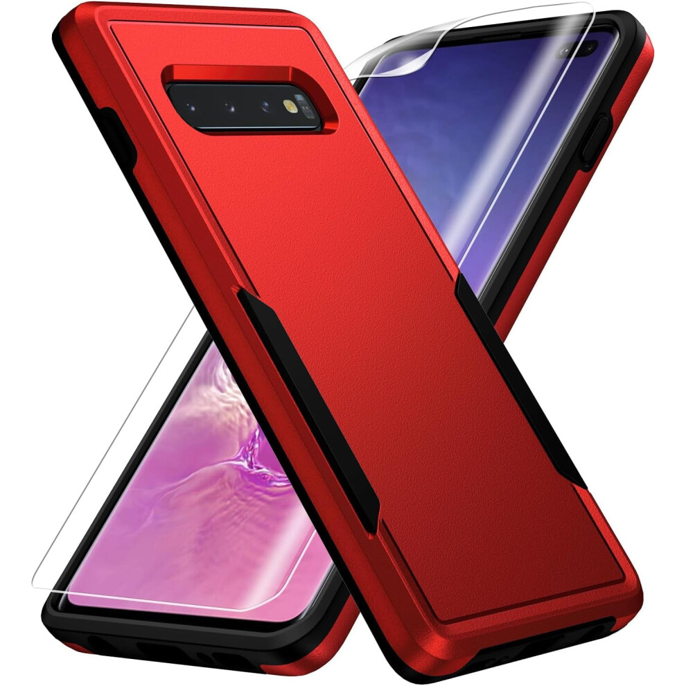 Galax S10 Plus Case Compatible With Samsung Galaxy S10 Plus, Screen Protector, Military Grade Shockproof Rugged Case For 6.4" Red 9048212846918