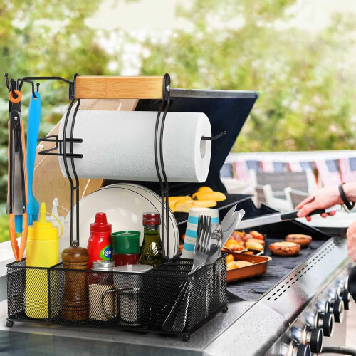 Ψησταριά Grill Caddy με θήκη για χαρτοπετσέτες, καρύκευμα και οργανωτή σκευών για 1