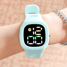 Orologio elettronico SUSUchens con display a LED, orologio digitale quadrato con cinturino morbido regolabile, impermeabile, verde militare,