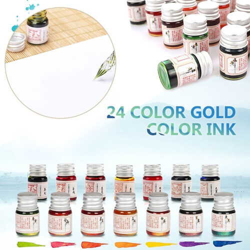 Μελάνι στυλό Kmxyo Smooth Writing24Colors Γυάλινο μπουκάλι Πολύχρωμο μελάνι ζωγραφικής για 1