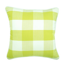 Față de pernă mare în carouri, alb-ivoriu, Chartreuse, 18x18inch (45x45cm) - Față de pernă în carouri din bumbac, verde