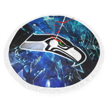 Seahawks Weihnachtsbaumdecke aus Plüsch mit Fransen – Farben des Footballteams, einfache Montage, farbenfrohe Dekoration für Sportfans (76 cm, 91