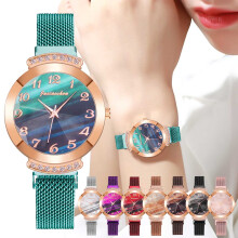 Jacenvly Salg2024Ny Uformell Quartz Rustfritt Stål Band Dameklokke Med Blomster Rhinestone Kul