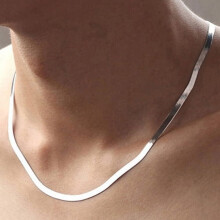 AYYUFE femei bărbați placate cu argint plat șarpe lanț herringbone colier choker