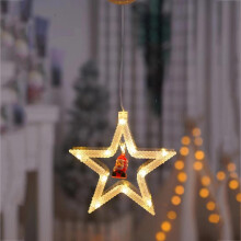Battery Operated Christmas Lights with Santa, Tree, Jingle Bells & Deer - Indoor Window Decor with Hanging Ornaments
