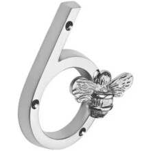 Bee House Number Sign, Personalized Bee Address Sign with Bee Design, Compatible with 0-9 Numbers, Metal Yard Sign (SILVER,6)