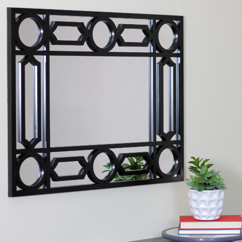 29.5" Black Framed Geometric Style Rectangular Wall Mirror 1
